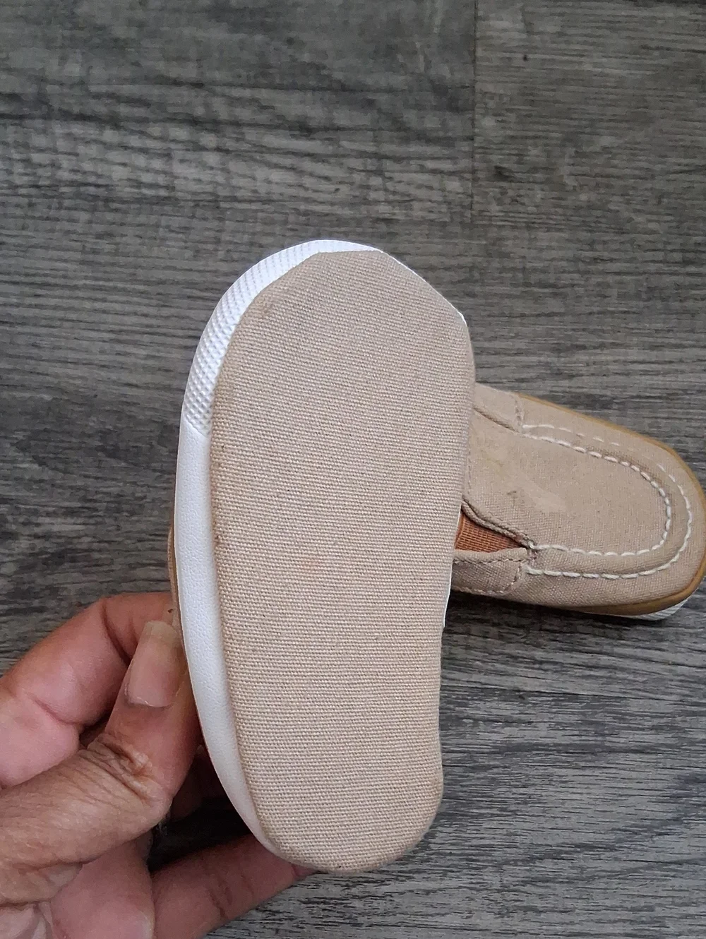 Infant Beige Canvas Infant Baby Slip-On Shoes
